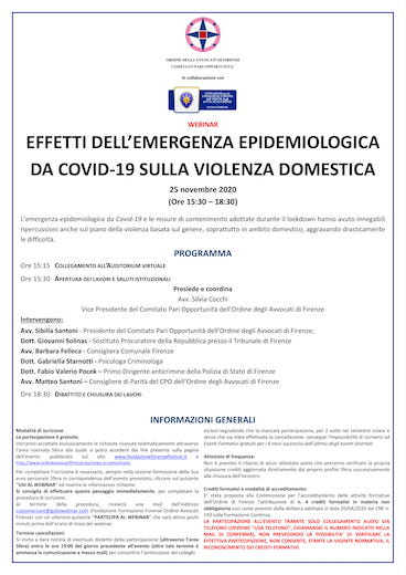 EFFETTI DELL’EMERGENZA EPIDEMIOLOGICA DA COVID-19 SULLA VIOLENZA DOMESTICA